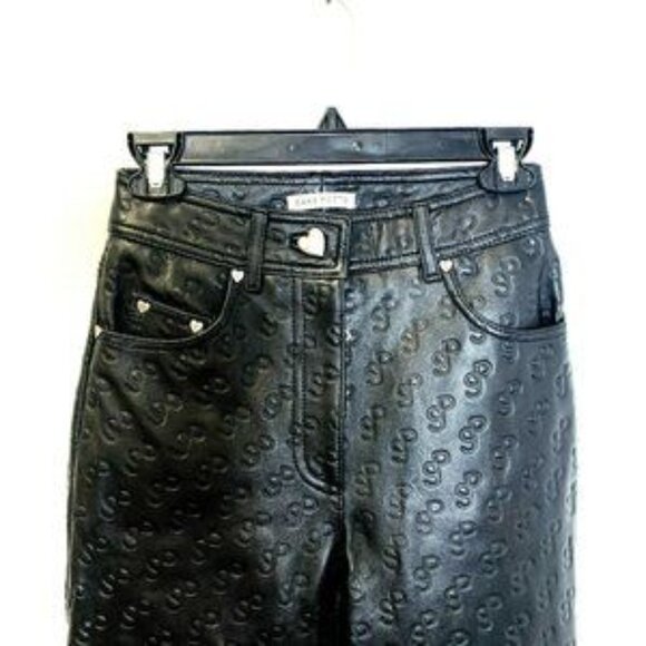 Saks Potts Black Lamb Leather Embossed Trousers - Picture 5 of 9